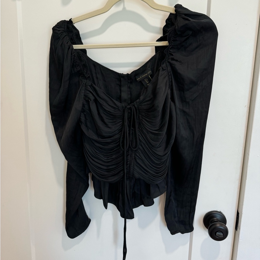 House of Harlow Black Satin Long Sleeve